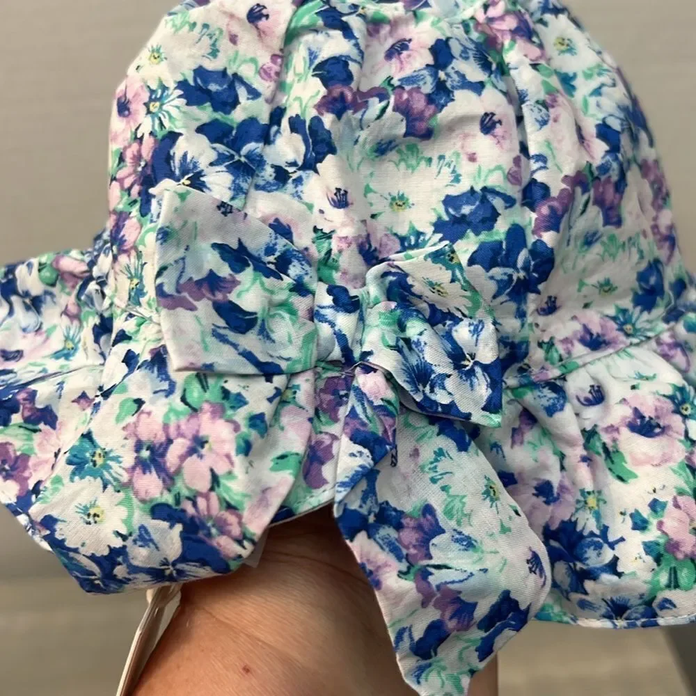 Janie and Jack 100049352 Beau Baby Floral Bow Sun Hat size 0-3 m